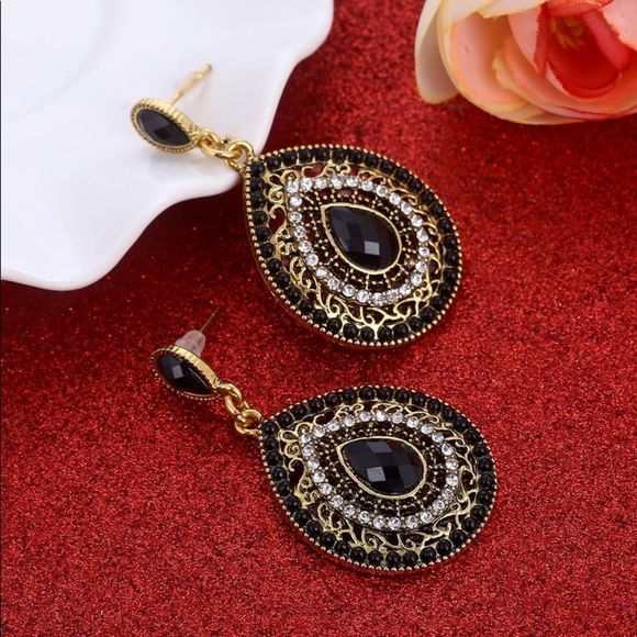 Vintage styl Ethnic boho Waterdrop Crystal Earring - Picture 1 of 7
